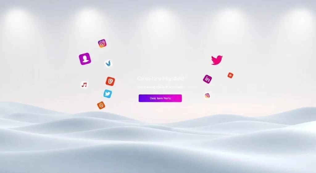 Canva Pro Social Media Integration: A seamless digital landscape with Geek Tech Zone's sleek and intuitive Canva Pro interface. Vibrant icons and elegant buttons float amidst a minimalist backdrop, inviting the user to effortlessly connect their social media accounts. Soft, diffused lighting illuminates the scene, creating a modern, professional atmosphere. The composition emphasizes the integration of various social media platforms, showcasing Canva Pro's powerful connectivity features. Subtle gradients and clean typography enhance the overall aesthetic, reflecting the platform's user-friendly and sophisticated design.